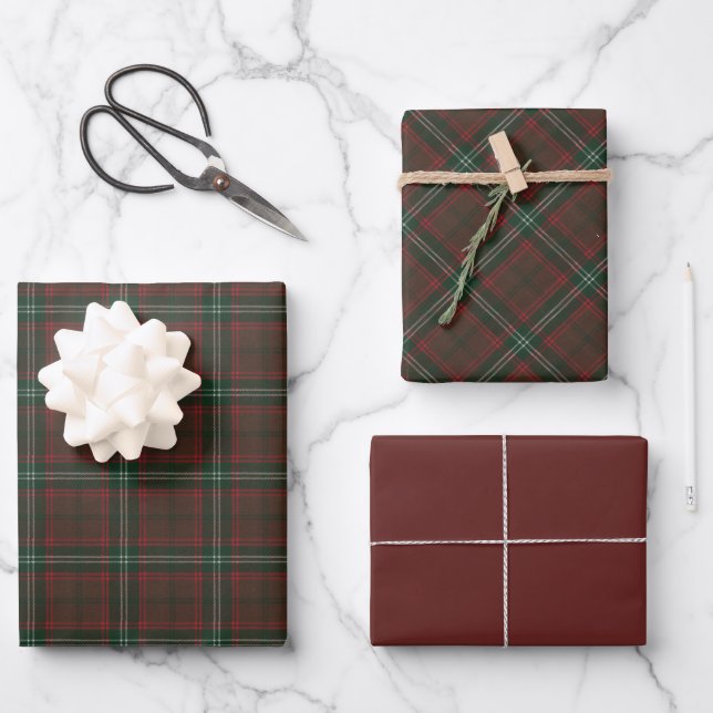 Seton Hunting Modern Original Scottish Tartan Wrap Wrapping Paper Sheets (Front)