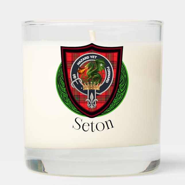 Seton Scottish Clan Tartan and Crest Scented Candle (Right)