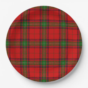 Seton tartan red green plaid paper plates