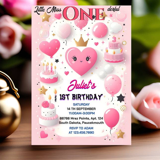 Sets Cute Queen Little Miss Onederful 1st Birthday Invitation (Creator Uploaded)