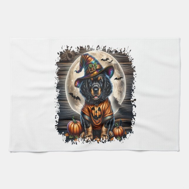 Setter Dog Halloween Square Kitchen Towel (Horizontal)