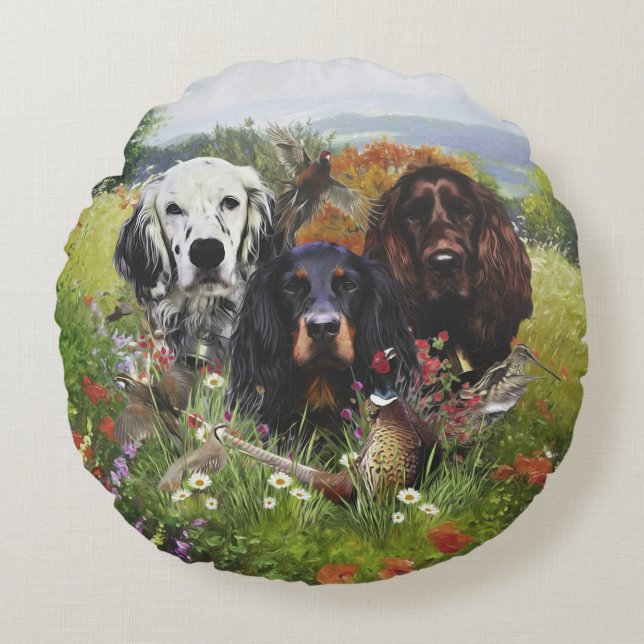 Setters Family  Round Pillow (Front)
