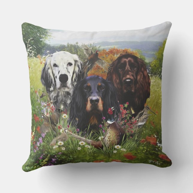 Setters Family  Throw Pillow (Back)