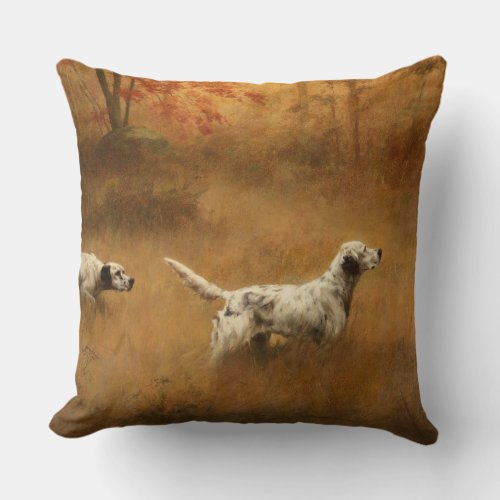 Setters in a Field by Percival Leonard Rosseau Throw Pillow