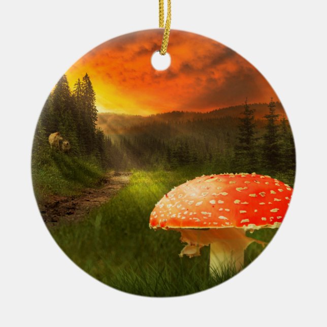 Setting Autumn Sun. Ceramic Ornament (Front)
