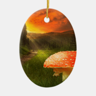 Setting Autumn Sun. Ceramic Ornament