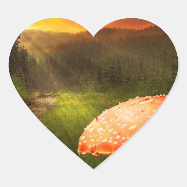 Setting Autumn Sun. Heart Sticker (Front)