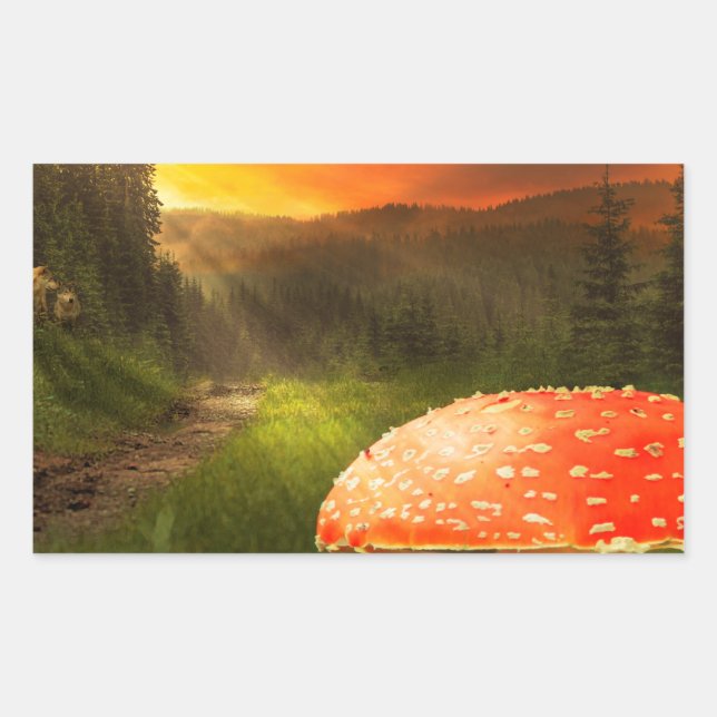 Setting Autumn Sun. Rectangular Sticker (Front)
