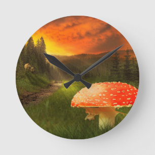 Setting Autumn Sun. Round Clock