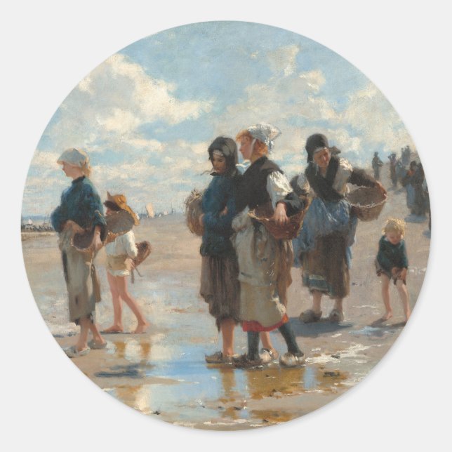 Setting Out to Fish by John Singer Sargent Classic Round Sticker (Front)