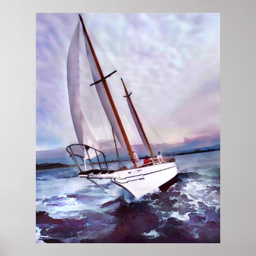 Setting Sail at Daybreak Poster