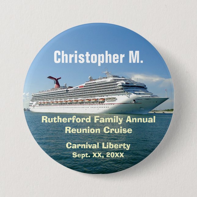 Setting Sail Family Group Cruise Name Badge CLF1 Pinback Button (Front)