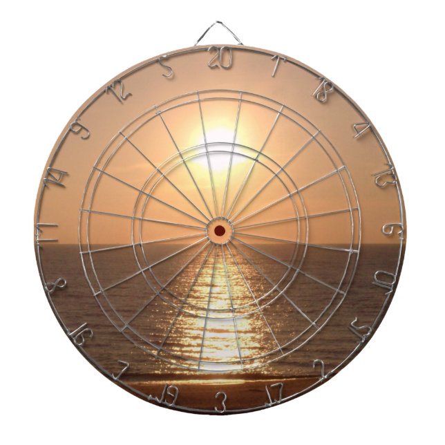 Setting Sun Dartboard With Darts (Front)