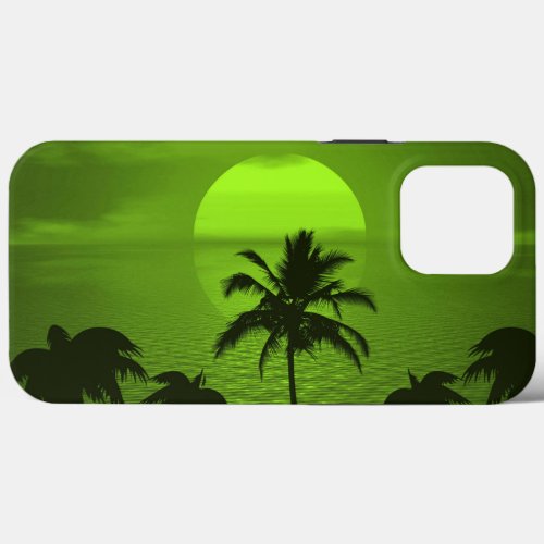 Setting Sun Green Tropics Palm Beach iPhone 13 Pro Max Case