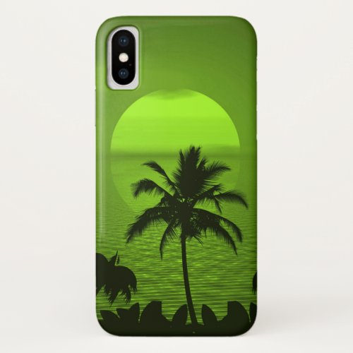 Setting Sun Green Tropics Palm Beach iPhone X Case