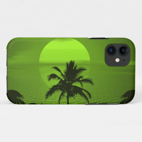 Setting Sun Green Tropics Palm Beach iPhone 11 Case