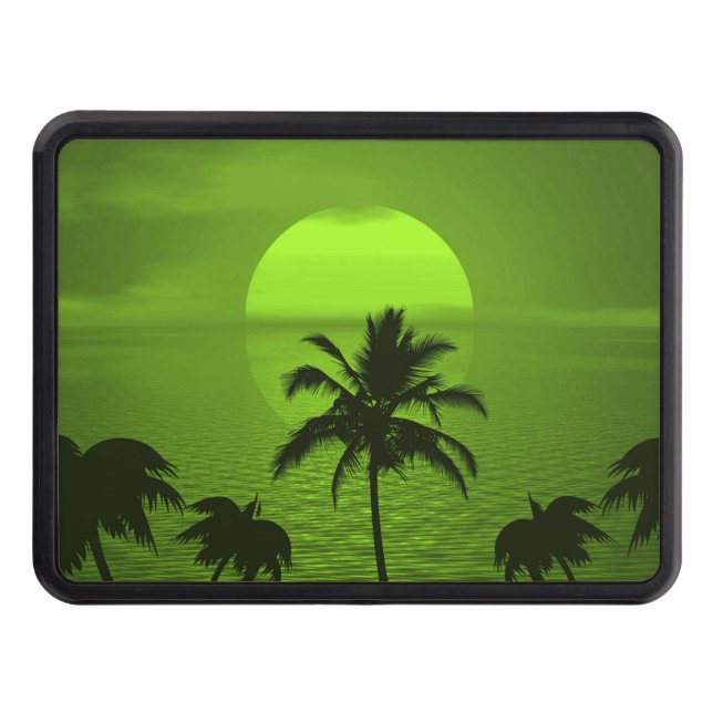Setting Sun Green Tropics Palm Beach Hitch Cover (Front)