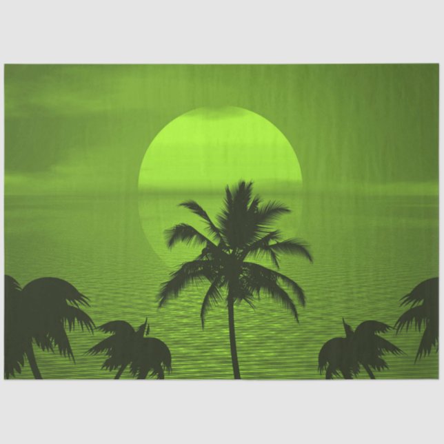 Setting Sun Green Tropics Palm Beach Tissue Paper (Front)