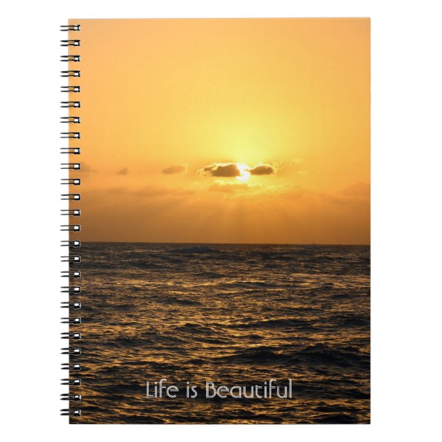 Setting Sun Ocean Sunset Kauai (my photography) Notebook (Front)