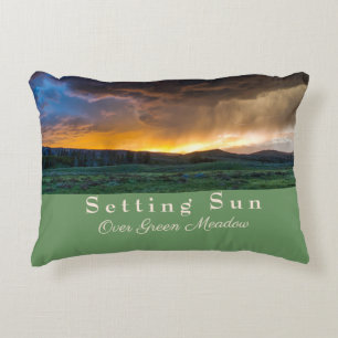 Setting Sun over Green Meadow Accent Pillow