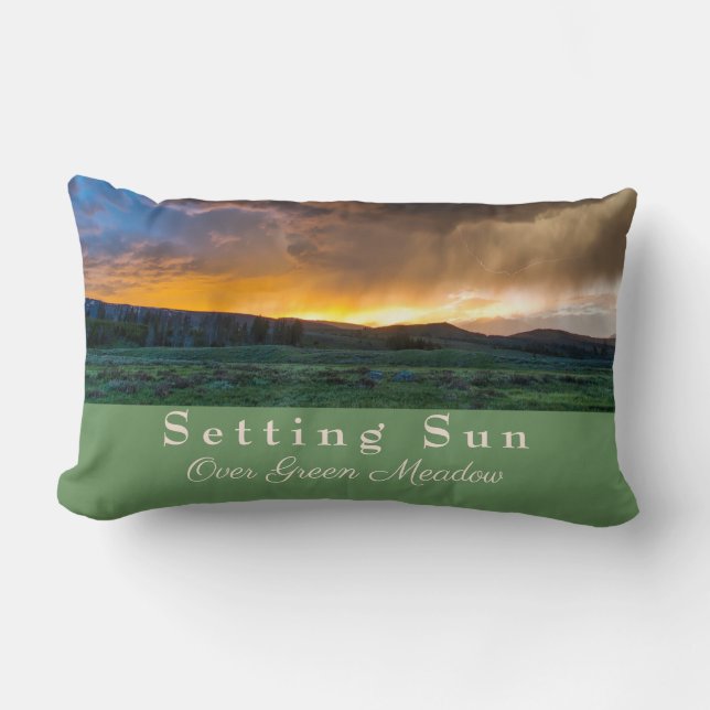 Setting Sun over Green Meadow  Lumbar Pillow (Front)