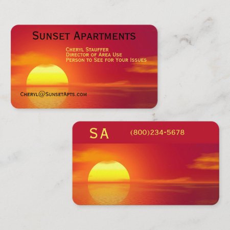 Setting Sun over Ocean Front Business Card