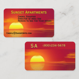 Setting Sun over Ocean Front Business Card