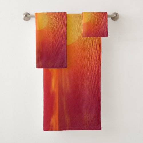 Setting Sun over Orange Sea Calm Ocean Sunset  Bath Towel Set