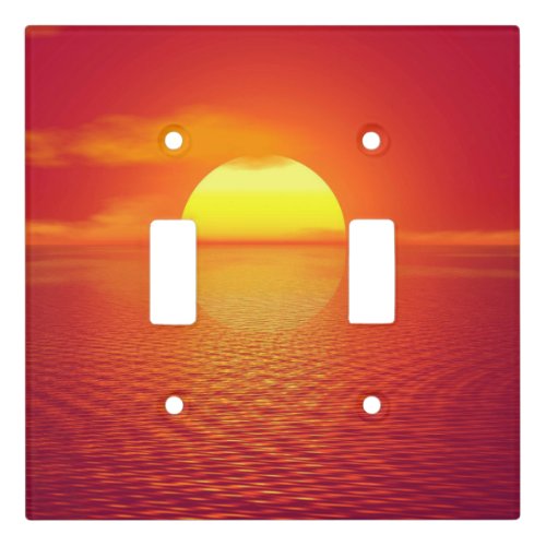 Setting Sun over Orange Sea Calm Ocean Sunset  Light Switch Cover