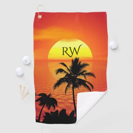 Setting Sun Red Tropics Palm Beach Initial