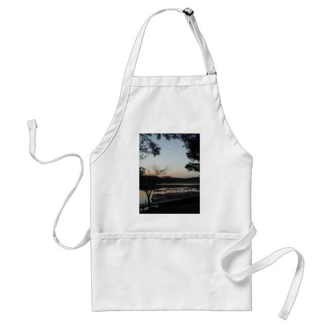 Setting Sun, Rising Moon  over  Lake Arrowhead Adult Apron (Front)