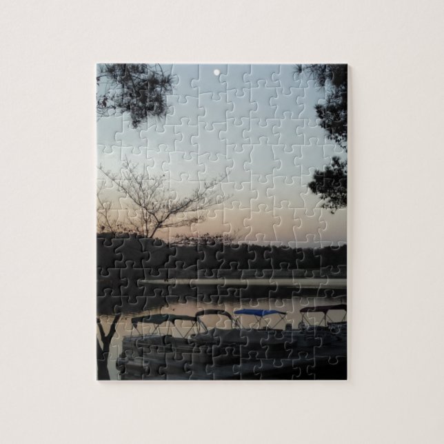 Setting Sun, Rising Moon  over  Lake Arrowhead Jigsaw Puzzle (Vertical)