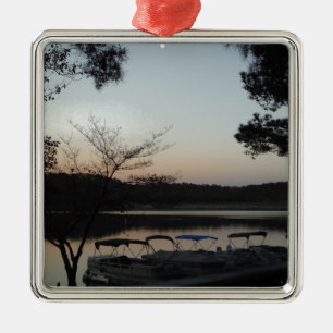 Setting Sun, Rising Moon  over  Lake Arrowhead Metal Ornament
