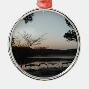Setting Sun, Rising Moon  over  Lake Arrowhead Metal Ornament