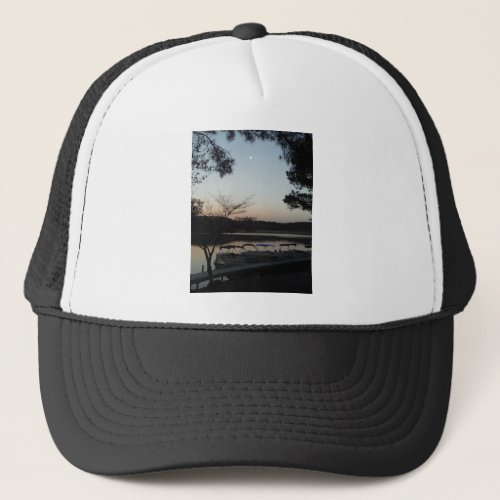 Setting Sun Rising Moon  over  Lake Arrowhead Trucker Hat