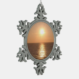 Setting Sun Snowflake Pewter Christmas Ornament