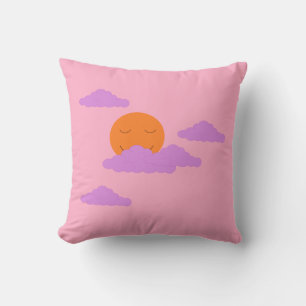 Setting Sun with Clouds: Carnation Pink  Throw Pillow