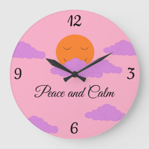 Setting Sun with Clouds Large Clock