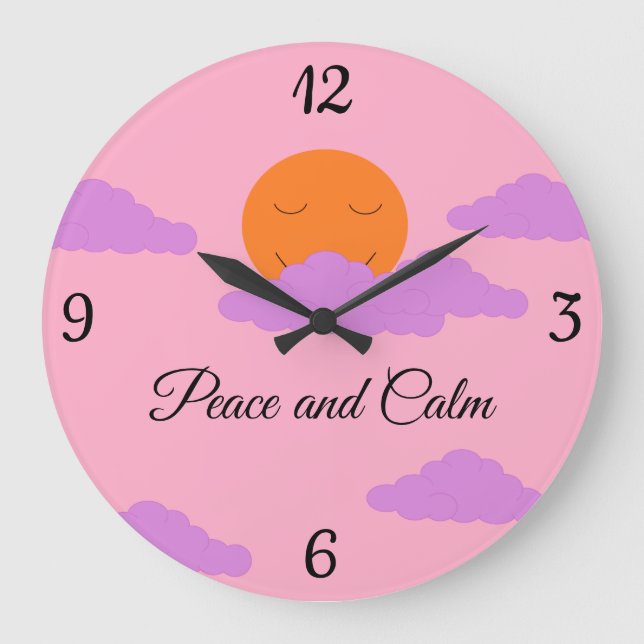 Setting Sun with Clouds Large Clock (Front)