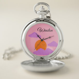 Setting Sun with Clouds:  Pocket Watch