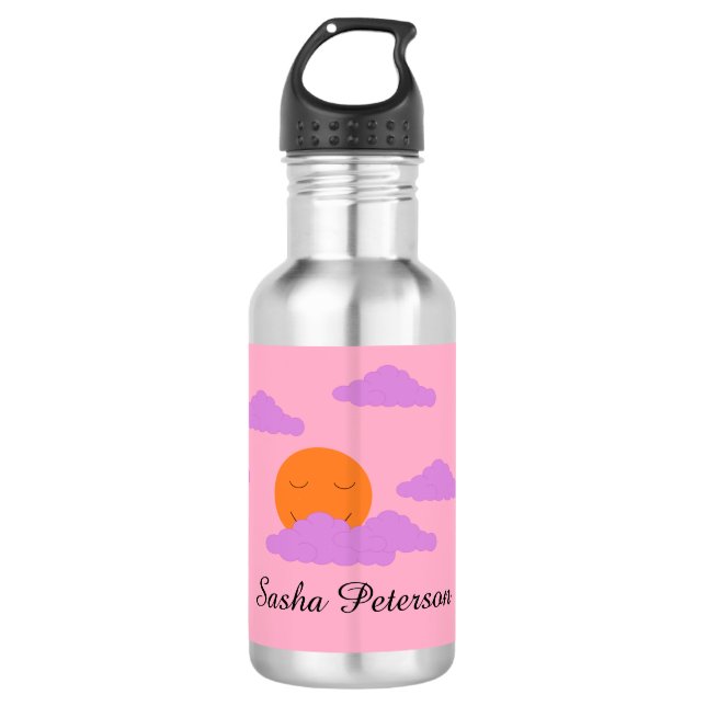 Setting Sun with Clouds: Stainless Steel Water Bottle (Front)