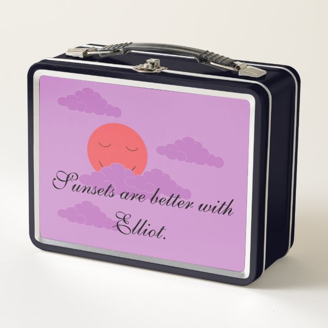 Setting Sun with Purple Clouds: Husband's Metal Lunch Box (Front)