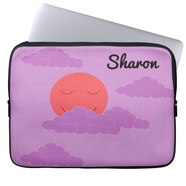 Setting Sun with Purple Clouds Laptop Sleeve (Front)