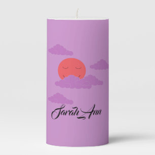 Setting Sun with Purple Clouds Pillar Candle