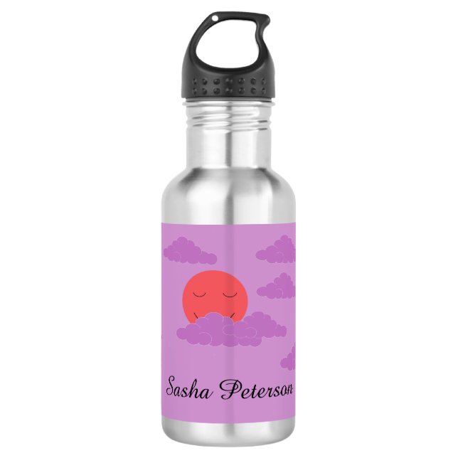 Setting Sun with Purple Clouds: Stainless Steel Water Bottle (Front)