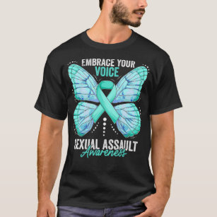 Seual Assault Awareness Month Butterfly Teal Ribbo T-Shirt