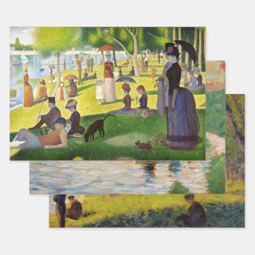 SEURAT IMPRESSIONIST ART HEAVY WEIGHT DECOUPAGE  WRAPPING PAPER SHEETS