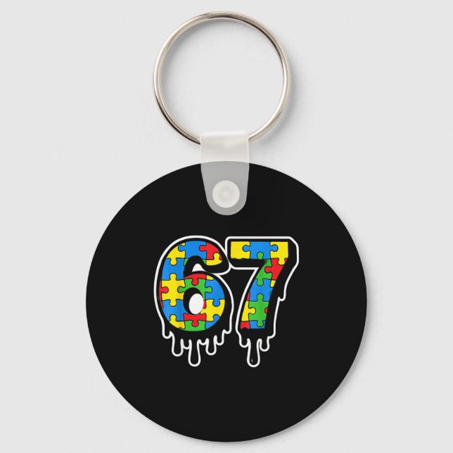 Seven 67 Number Autism Six Drip Fun Keychain (Front)