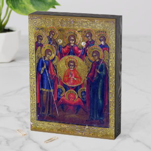 Seven Archangels Eastern Orthodox Christian Art Wooden Box Sign
