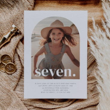 Seven Arched Photo Birthday Invitation